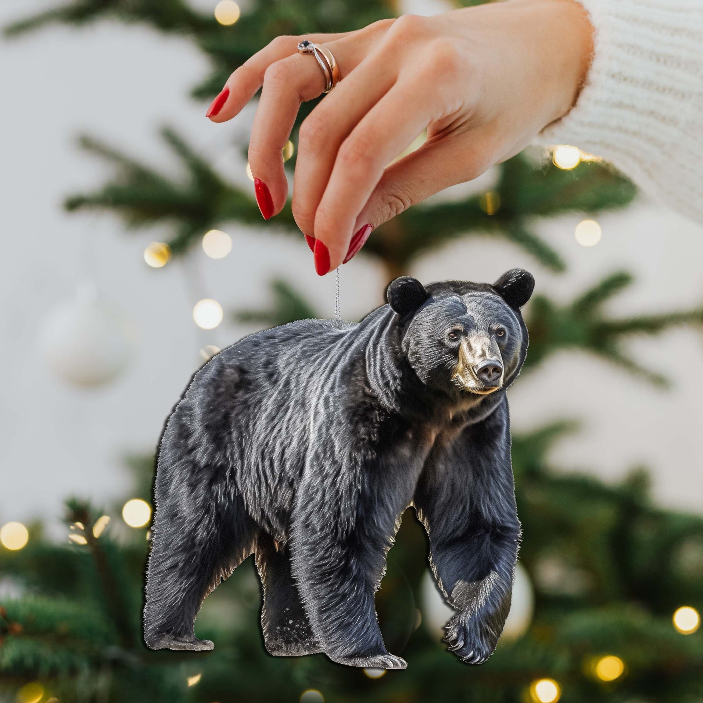 Alaskan Black Bear Wooden Ornaments by G.Debrekht - Wildlife Holiday Decor - 8710105-1
