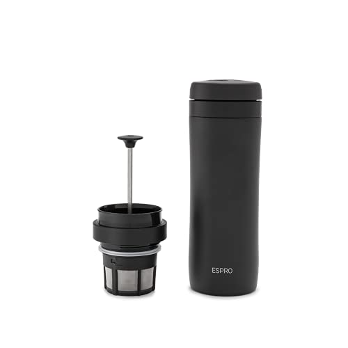Espro P1 French Press Coffee Maker For Travel - Double Walled Stainless Steel Vacuum Insulated Coffee Maker And Tea Maker, Porta