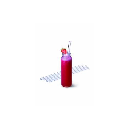 Simax Reusable Glass Drinking Straws - For Smoothies  Boba  Milkshake  Iced Coffee  etc. - Shatter Resistant Borosilicate Glass Straws For Hot And Cold Drinks - Pack of 6 Drinking Straws With Brush