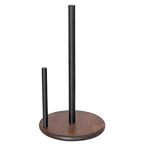 Paper Towel Holder Countertop With Real Wood Round Base, Farmhouse Paper Towel Holder Stand For Kitchen Roll Organize, Wooden Pa