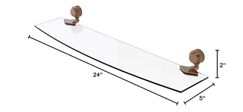 433D/24-Bbr Venus Collection 24 Inch Glass Shelf With Dotted Accents, Brushed Bronze