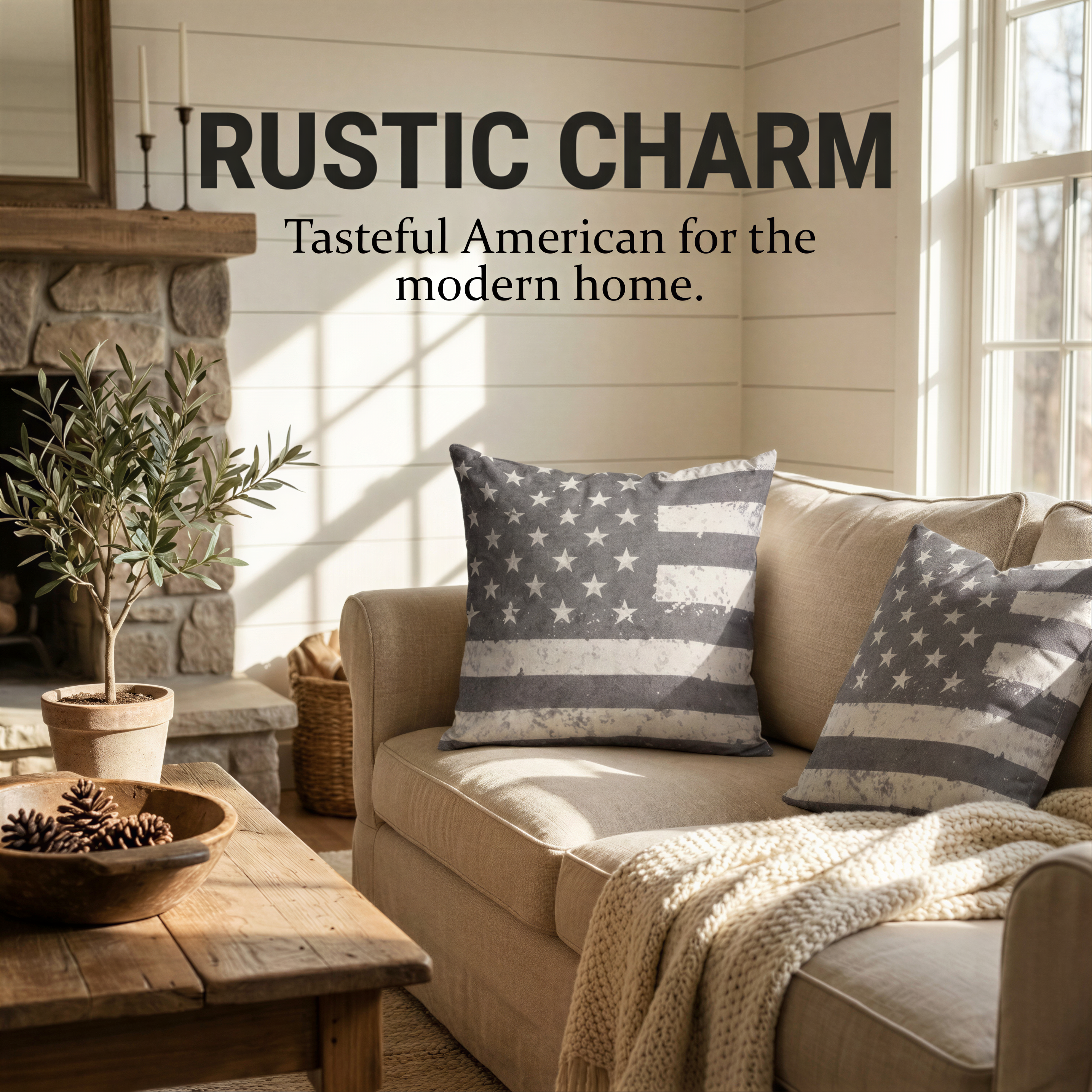 Patriotic Throw Pillow | USA Pillow Cover 18x18 with Zipper Closure Cushion