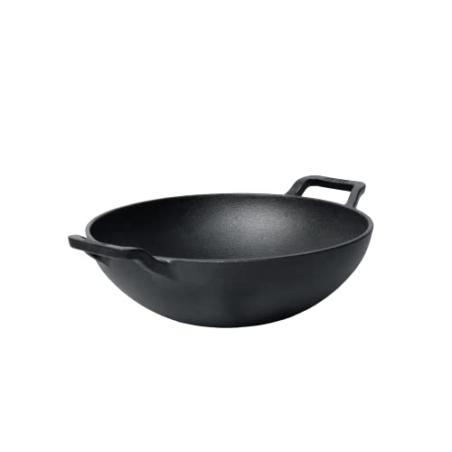 Meyer Pre Seasoned Cast Iron Kadai Without Lid | Iron Kadai for Cooking | Cast Iron Kadhai | Deep Frying Kadai with Heavy Bottom