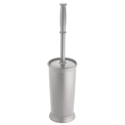 mDesign Toilet Bowl Brush and Holder - Covered Bathroom Brush - Standing Scrubber in Modern Holder - Space Saving, Deep Cleaning
