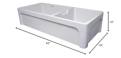 Farmhaus Fireclay Large Reversible Sink And Small Bowl With An Elegant Beveled Front Apron On One Side And A Decorative Lip On T