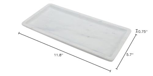 Stone Tek 11.8 Inch X 5.7 Inch Marble Serving Tray, 1 Natural Veining Marble Food Tray - Scratch Resistant, Raised Edges, Italia