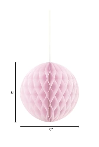 Solid Lovely Pink Hanging Paper Honeycomb Ball - 8'', 1 Count - Perfect For Parties & Home Decor