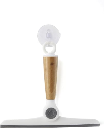 Full Circle Wipe Out Pivoting Shower Squeegee With Hanging Hook, 2 Piece, White