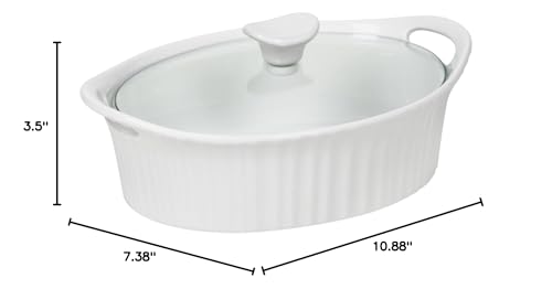 Corningware French White III Oval Casserole with Glass Cover  1.5-Quart