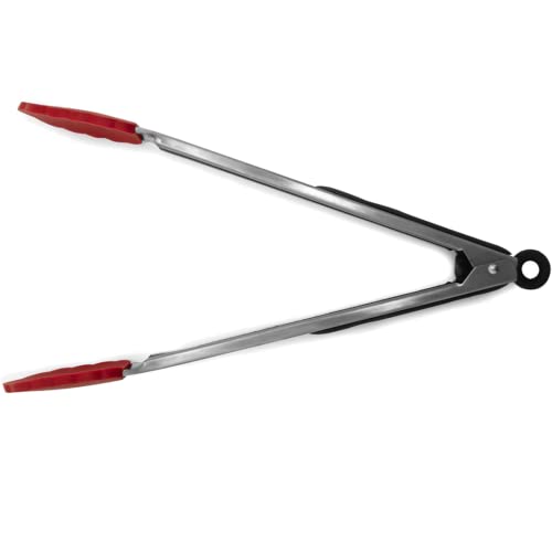 Starfrit 12 Silicone/Stainless Steel Tongs, Red
