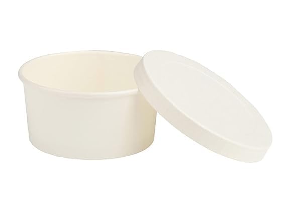 Sanwalsa [100 Ml, 15 Count, White Disposable Bagasse Paper Container With Lid | EcoFriendly Bowl/Tub For Picnic, Travel, Food T
