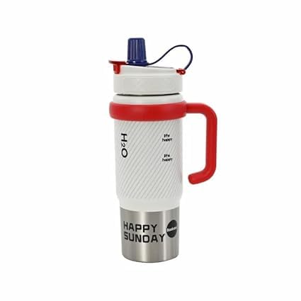 Mixen Gym Water Bottle With Handle And Straw Lid, Leak Resistant Reusable Drinking Bottle For Fitness, Cycling, Running (White)