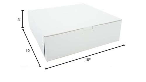 Southern Champion Tray 0971 Premium Clay Coated Kraft Paperboard White Non-Window Lock Corner Bakery Box, 10 Length X 10 Wid