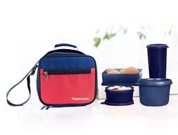 Tupperware Plastic Lunch Box Set With Bag, 5-Pieces, Multicolor (Shbmtpr013)
