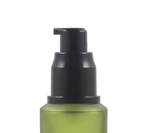60Ml/2Oz Refillable Glass Pump Bottle Frosted Green Cosmetic Makeup Emulsion Toiletries Cream Lotion Pump Bottle Portable Dispen