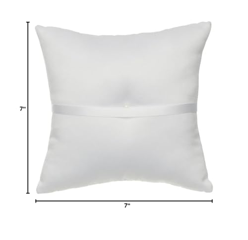 SAMKY Venus Jewelry Pearl Embroided Flower Leaves Wedding Ring Bearer Pillow 7 Inch x 7 Inch - White RP010W