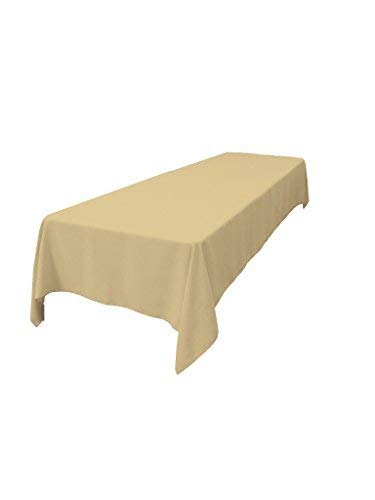 LA Linen Polyester Poplin Rectangular Tablecloth  60 by 120-Inch  Khaki