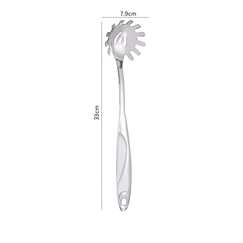 Horntide Stainless Steel Pasta Server Set 1X 8-Inch Serving Tongs 1X 12-Inch Spaghetti Claw Teethed Ends Design Kitchen Tools
