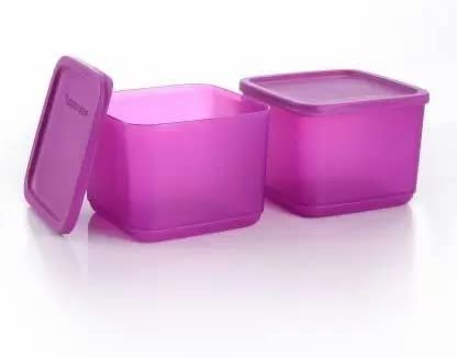 Tupperware Moon Craft Cubix Container  1000 Ml Plastic Fridge Container (Set Of 2, Multicolor)