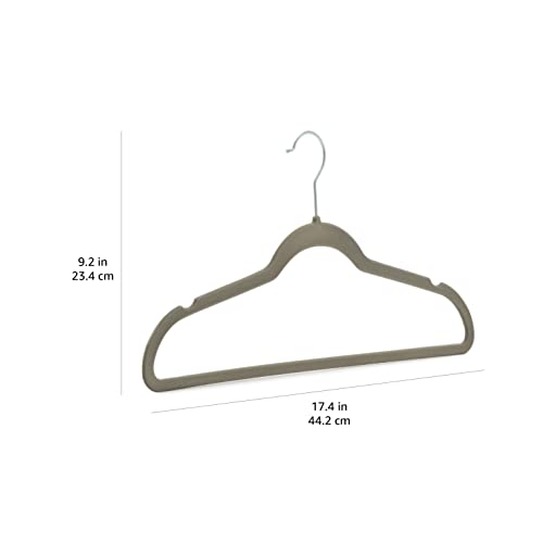 Amazon Basics Slim, Velvet, Non-Slip Suit Clothes Hangers, Gray/Silver - Pack Of 30