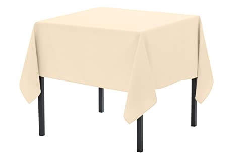 Pomp Beige 90 Round Premium Polyester Tablecloth  Wrinkle + Stain Resistant Easy Care Fabric  Fits 6Ft Rectangle Table