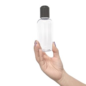 Ljdeals 4 Oz Clear Plastic Empty Bottles With Black Disc Top Caps, Refillable Cosmetic Containers For Shampoo, Lotions, Cream An