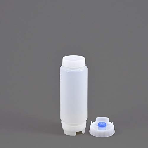 FIFO Squeeze Bottle Refillable 12 oz  Blue Tip Large Valve Dispenser for Thick Condiments  Sauces  Batter and Dressing  Self Sealing No Drip No Hassle  (2 Pack)