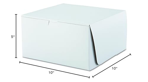 Southern Champion Tray 0977 Premium Clay Coated Kraft Paperboard White Non-Window Lock Corner Bakery Box, 10 Length X 10 Wid