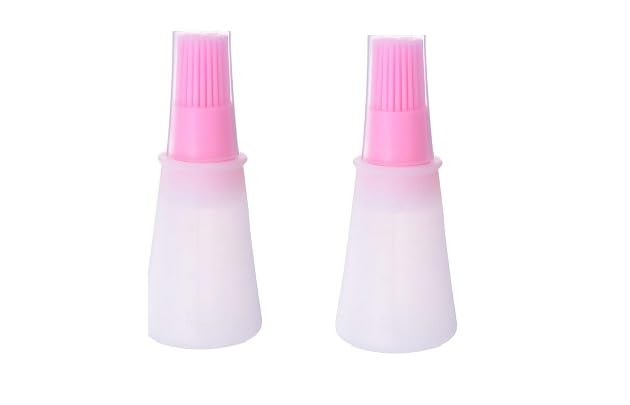 Bhhb Silicone Oil Bottle Brush, Pressing HeatResistant Kitchen Basting Oil Tool With Cap For Barbecue Cooking Baking (Multicolo