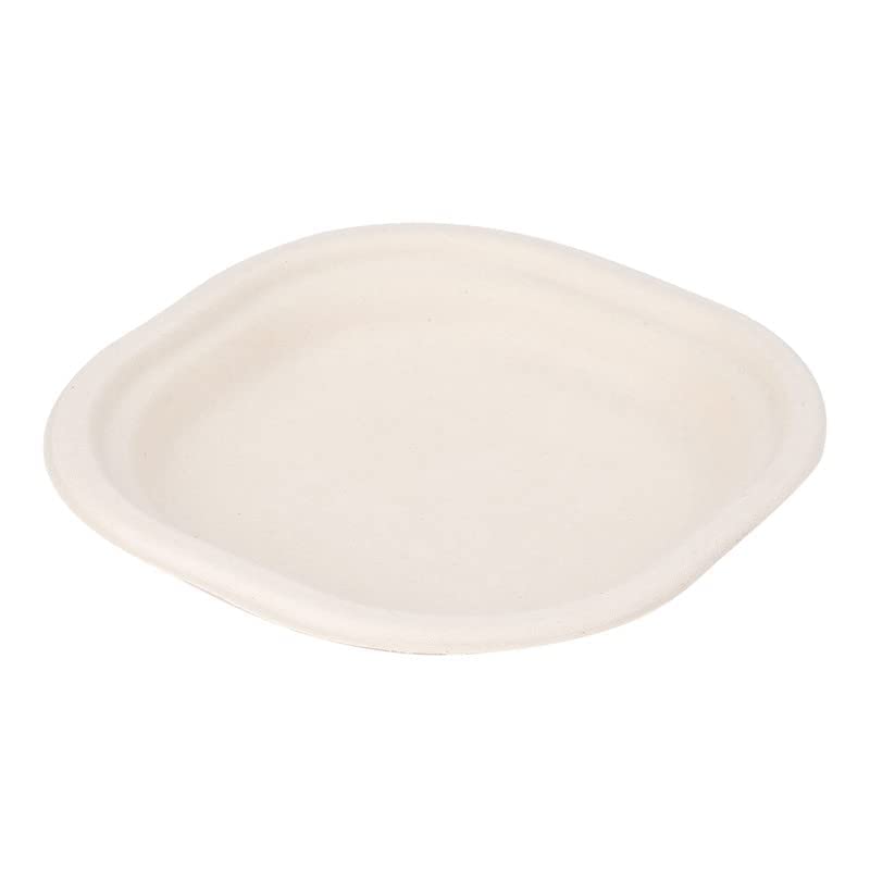 Sanwalsa Disposable Square Bagasse Paper Plates, 6 Inches Diameter, Set Of 25 Pcs - Beige