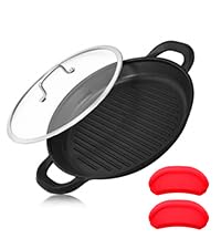 Vinchef Nonstick Grill Pan For Stove Tops | 13.0 Skillet, Indoor Induction Cast-Aluminum Grill Pan With Lid And Anti-Scalding To