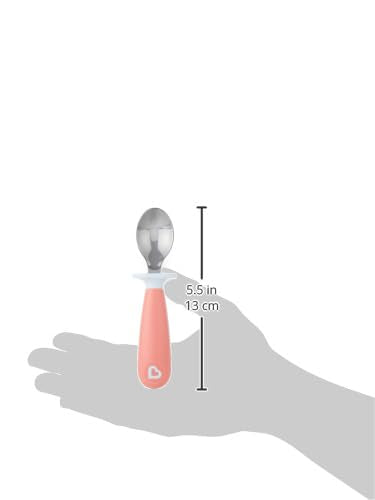 Munchkin Raise Toddler Fork and Spoon Utensil Set, Rest Keeps Tip Off Table, BPA Free, 2 Pack, Bright Pink
