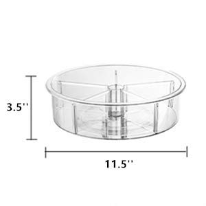 Slideep Plastic Round Lazy Susan Rotating Turntable Food Storage Container For Cabinet, Pantry, Refrigerator, Countertop, Spinni