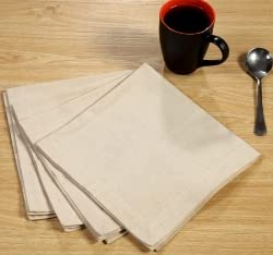 Gfi Linen Club Flax(20% Linen,80% Cotton) Linen Cloth Dinner Napkins With Metered Corners, Pack Of 12, Reusable, Soft Durable, D