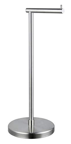 Gerzwy Toilet Paper Holder Free Standing Sus 304 Stainless Steel Rustproof Pedestal Lavatory Tissue Roll Holder Floor Stand Stor