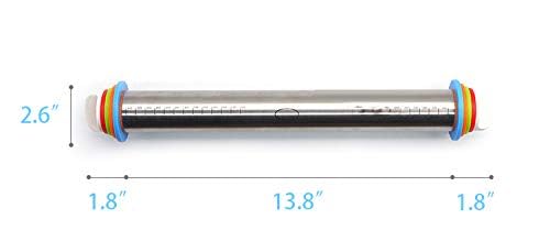 Thymart Stainless Steel Rolling Pin For Pizza, Burger Dough Roll - Baking Roller - With Thickness Controller. Adjustable Rolling
