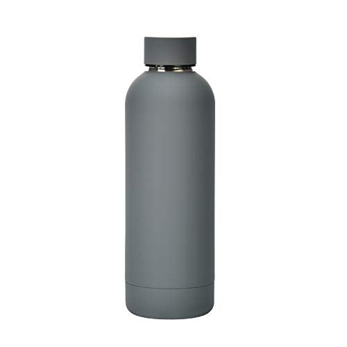 FAMKX 17oz Stainless Steel Insulated Narrow Mouth Sports Water Bottle, Double wall Cola Shape Vacuum flask (Dark gray, 500ml)