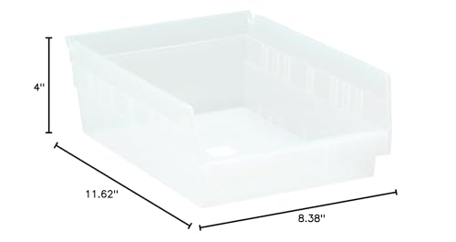 Quantum Storage Systems Qsb107Cl 4'' Economy Shelf Bins, 11-5/8'' X 8-3/8'' X 4'', Clear (Case Of 20)