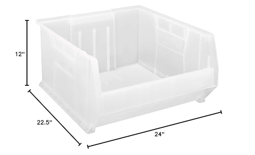 Hulk 24 Container, 23-7/8L X 22-1/2W X 12H, Stackable, Polypropylene, Clear, Made In Usa