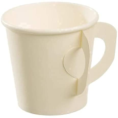 Kingzak Premium Espresso White Paper Cups With Handles - 4 Oz (50 Pack) - Elegant, Eco-Friendly & Perfect For Creamy Coffee Mome