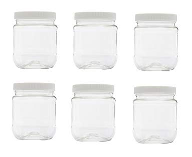 Clearview 1.5 Cup Plastic Jar - 6 Pack | Containers And Organization (12 Ounce Jars)