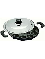Shreeshanaik Non Stick Appam Patra, Appam Maker, 12 Pits Appam Maker With Lid, 1 Spatula, 1 Scrubber