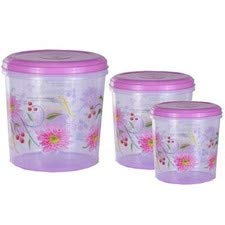 Ivn Creations Deluxe Plastic Storage Container (Set Of 3 Pcs) (1 Ltr, 2 Ltr, 3 Ltr) (Multi)