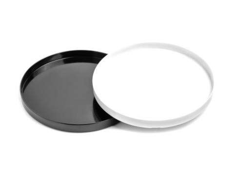 Ruhi Collections Round Serving Trays Set Black And White Pair Of Metal Trays For Centre Table And Home Decor  Set Of 2 Trays (8