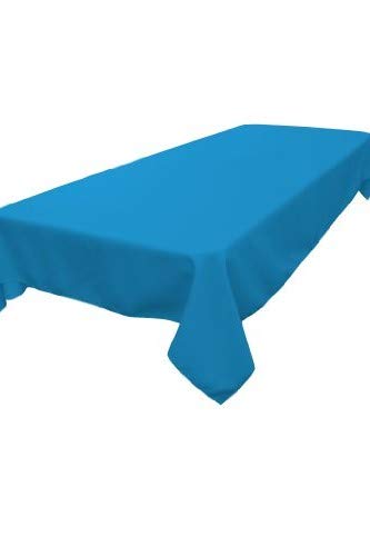 LA Linen Polyester Poplin 60 by 84-Inch Rectangular Tablecloth  Turquoise Dark