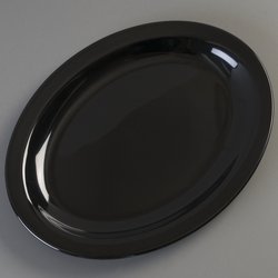 Carlisle FoodService Products Kingline Plastic Oval Platter Oval Tray for Home and Restaurant, Melamine, 12 x 9 Inches, Black, (