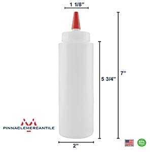 Pinnacle Mercantile 3 Pack Condiment Squeeze Bottles 8-Ounce Red Cap Soft Squeeze For Icing, Ketchup, Frosting, Cookie Decoratin