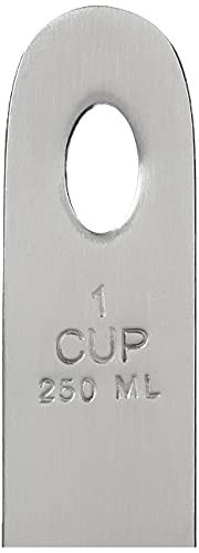 Norpro Stainless Steel 4 Pc Measuring Cup Scoop Shaped Set Metric Equivalents, Silver, 10.5 X 3.5 X 2 Inches