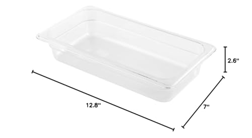 Restaurantware Met Lux 2.5 Inch Deep Food Pans,1 1/3 Size Commercial Food Storage Container-Freezer-Safe,Break-Resistant,Clear P