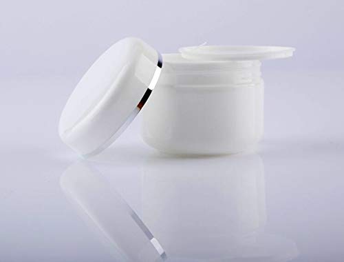 20Ml 0.67Oz White Silver Edge Empty Refillable Cosmetic Plastic Jars With Dome Lid Make Up Face Cream Lip Balm Lotion Storage Co